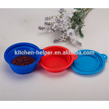 Promotionnel Vente en gros Alimentation de qualité Non-Stick Travel Résistant à la chaleur Collier de silicone en silicone rabattable / Chien de chien pliable Cat Bowl